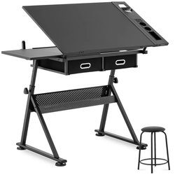 Desk drawing table with drawers and drawing stool 115x60 cm