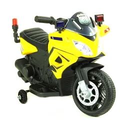 Детски акумулаторен мотоциклет, светещо петле, КОЖА MOTO-SX-6-ŻÓŁTY