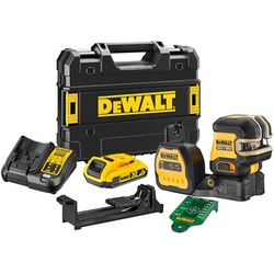 DeWalt DCE089D1G18-QW Grüner Linienlaser Effektiver Strahl mit Signalabfangjäger: 0 - 50 m | 1 x 2 Ah Akku + Ladegerät | TSTAK im Koffer