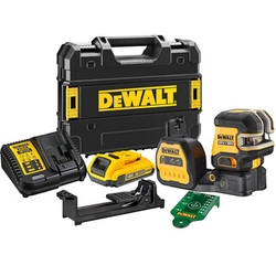 DeWalt DCE825D1G18-QW Zaļā punkta un līniju lāzers Efektīvs stars ar signāla pārtvērēju: 0 - 50 m | 1 x 2 Ah akumulators + lādētājs | TSTAK čemodānā