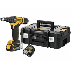 DeWalt DCF403E1GT-QW Akku-Blindnietgerät + 1 x 1,7 Ah + DCB1102 + TSTAK 18 V XR