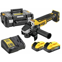 DeWalt DCG405H2T-QW akumulatora leņķa slīpmašīna 18 V | 125 mm | 9000 RPM | Oglekļa brushless | 2 x 5 Ah akumulators + lādētājs | TSTAK čemodānā