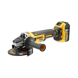 DEWALT System aku 18V szlifierka kątowa XR Li-Ion 125mm bezszczotkowa z 2 akumulatorami 5.0Ah, ładowarką i kufrem, 1000W, włącznik suwakowy, prędkość