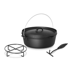 Cauldron, hunting cast iron pot for a bonfire, grill, stove 31cm 6L + STAND