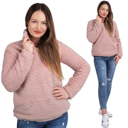 Dirty Pink M Sherpa sweatshirt til kvinder med krave