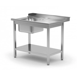 Dishwasher loading table with sink and shelf - right 1000 x 760 x 850 mm POLGAST 238107-760-P 238107-760-P