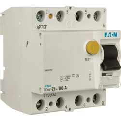 Disjuntor de corrente residual Eaton 4P A 25A 10kA FRCmM-25/4/003-A 170332