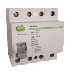 disjuntor de corrente residual noark ex9l-n 4p 40a a 100ma 6ka eu