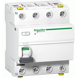 Disjuntor de corrente residual Schneider iID 4P 100A 0,3A AC A9Z14491