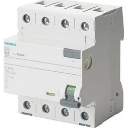 Disjuntor de corrente residual Siemens 63A 100mA 3+N 400V