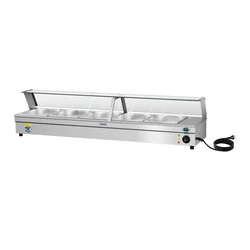 Display de incalzire cu capac, bain marie + 5 recipiente GN 1/2