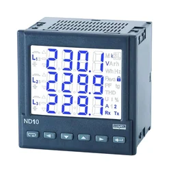 Dispositivo de monitoramento Lumel ND10-13100E, 3x290/500, 1 A, saídas 2 relé, impulso, RS485