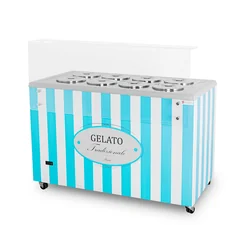 Distributeur de glace | vitrine de glaces | restaurateur | rétro | 8 baignoire | cuvettes rondes | 1283x670x895 mm | GELATO POZETTI 8 BLEU