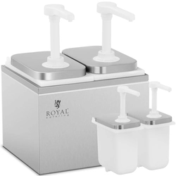 Distributeur double pour sauces avec pompe inox 2 x 2 l