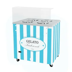 Distributore di gelato | conservatore | retrò | 4 vasca | cuvette rotonde | 843x670x895 mm | GELATO POZETTI 4 BLU