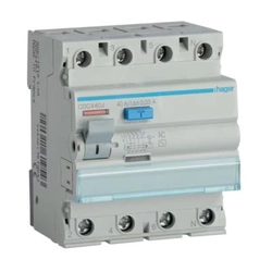 Disyuntor de corriente residual 3P+N 40A 30mA 6kA AC Hager CDC440J