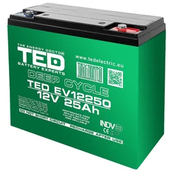 Дълбок цикъл на батерия за електрически превозни средства 12V 25AH TED BAT-TED12V25AH