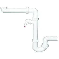 DN40x6/4' трубчастий сифон, ексцентричне регулювання, підключення до пральної/посудомийної машини.Особлива конструкція дозволяє економити простір під будівлями