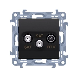 Dobbelt satellitantennestik SAT-SAT-RTV (modul), 1x input: 5 MHz-2,4 GHz, mat sort, SIMON10