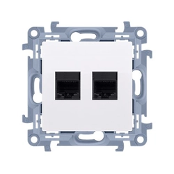 Double computer socket RJ45 category 6 shielded (module), white Simon10