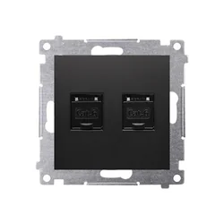 Double computer socket RJ45 category 6, with anti-dust cover (module), matt black Simon54