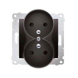 Double earthed plug socket with shutters for NATURE FRAME (module)16A, 250V AC, screw terminals anthracite (metal)Simon54