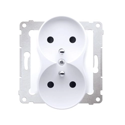 Double earthed plug socket with shutters for NATURE FRAME (module)16A, 250V AC, screw terminals white Simon54