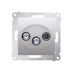 Double RTV-SAT-SAT satellite socket, matt silver Simon54