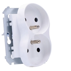 Double socket with earthing contact shutter, white Simon54