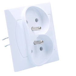 Double socket with ground AKCENT WHITE