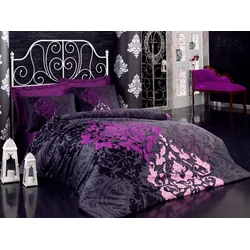 Drap satin SULTAN, 200 x 220 cm, violet, noir