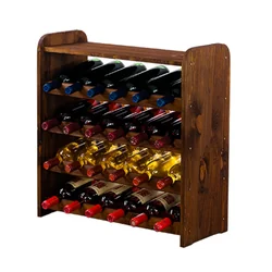 Drewniany regał na wino z półką - RW31 /na 24 butelki/ Brązowy