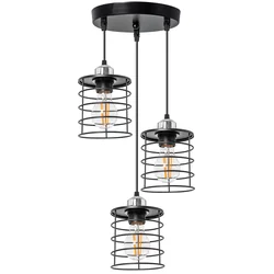 Drievoudige metalen hangende plafondlamp Loft 392204 Zwart