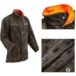 Durable welding protective leather jacket, size XXL