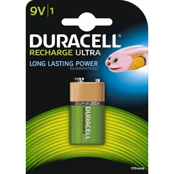 Duracell Recharge Ultra Battery 9V Block 170mAh 1 gab.