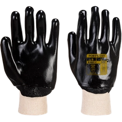 PORTWEST PVC knitted gloves Size: L, Color: black