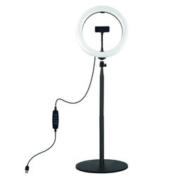 LED kruhová lampa 26cm, se stojanem 25.5-140.7cm, USB
