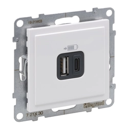 USB socket type A + C -5 V-3 Ah, WHITE SUNO