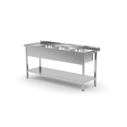 Table with three sinks and a shelf - chambers on the right side | 1800x700x850 mm