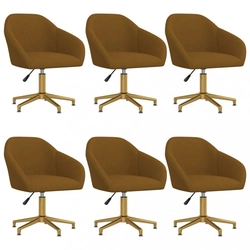 6 brown velvet swivel dining chairs
