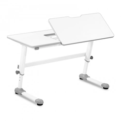 Height-adjustable desk with a tilting top