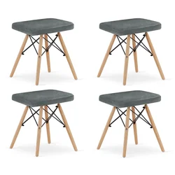 WERK stool - gray material / natural legs x 4