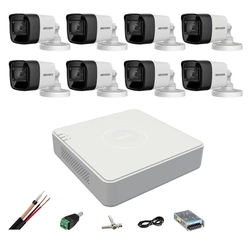 Surveillance system 8 Hikvision cameras 4 in 1 8MP, 3.6mm, IR 80m, DVR 8 channels, mounting accessories