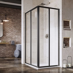 Ravak Supernova rectangular shower wall, SRV2-80 195 S, black+transparent glass