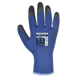 Thermal Grip PES knitted latex gloves insulated blue / black
