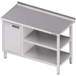 Wall-mounted stainless steel table with a cabinet (L) 2 shelves 1700x600 | Stalgast