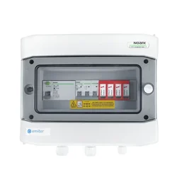 PV switchboard connectionAC hermetic IP65 EMITER with AC surge arrester Dehn type 2, 25A 3-F, RCD type A 40A/300mA