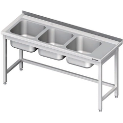 3-bowl sink table(L), without a shelf 1900x700x850 mm