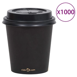 Paper coffee cups with lids, 200 ml, 1000 pcs, black