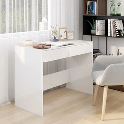 Psací stůl Lumarko, vysoký lesk, bílá, 101x50x76,5 cm, dřevotříska!